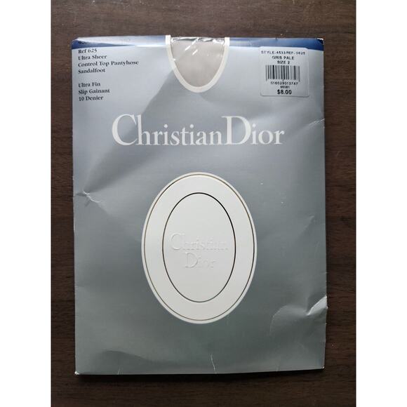 1 PAIR VINTAGE CHRISTIAN DIOR GRIS PALE CONTROL TOP PANTYHOSE SIZE 2 ~ NEW - Picture 1 of 4